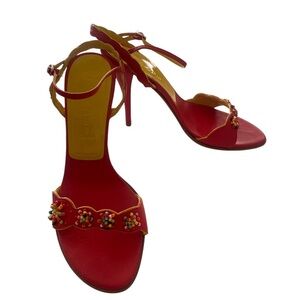 Casadei Red High Heel Beaded Sandals